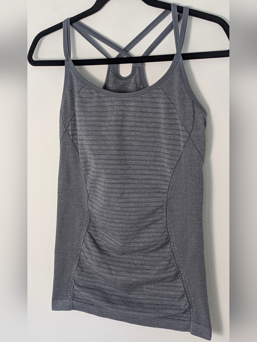 Zella Grey Dry-Fit Spaghetti Strap Runners Tank Top Size L Race Back Gym Yoga - Picture 4 of 10